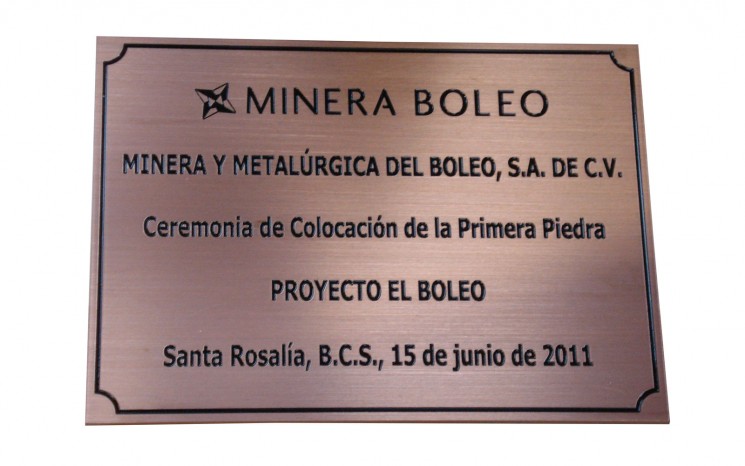 Hand brushed engraved copper plaque