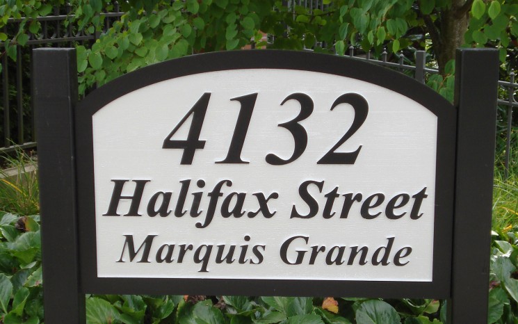 Routered development project sign