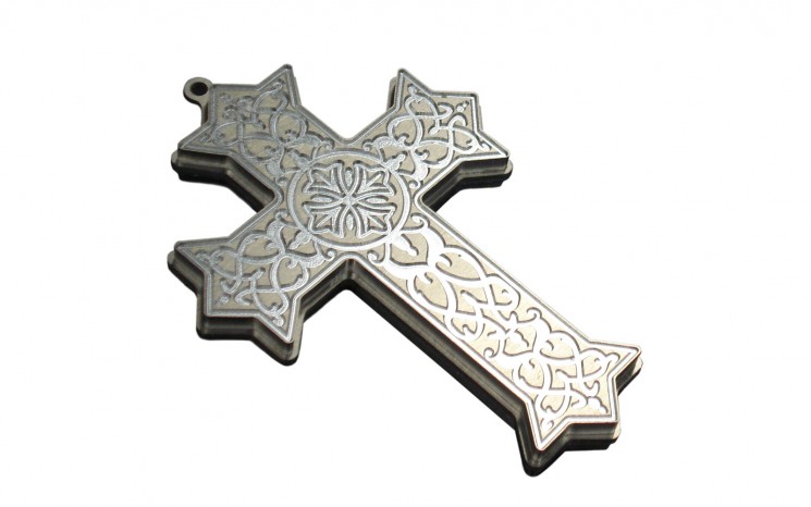 Routered and engraved aluminum movie set prop