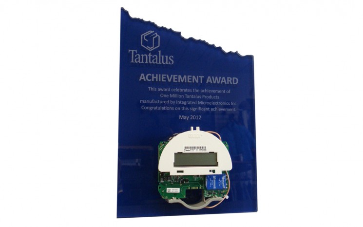 Routered acrylic with laser etched copy award