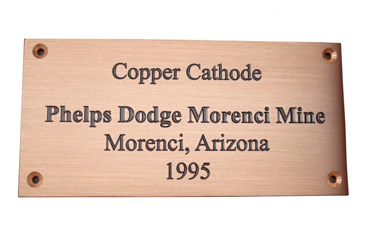 Engraved copper plaque