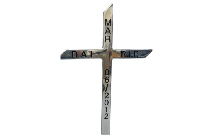 Mirror polished cross engraved
