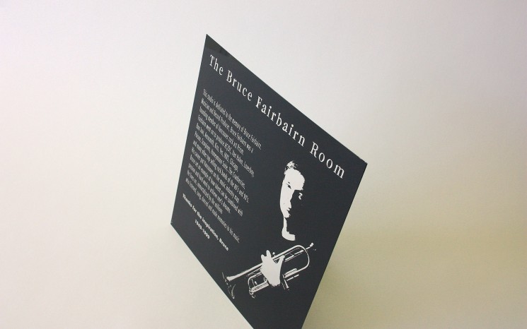 Laser engraved black coated aluminum memorial plaque