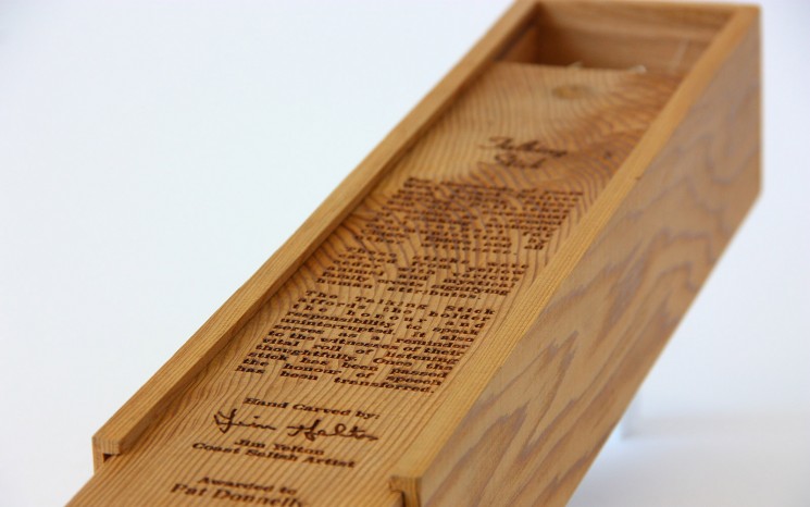 Laser engraved cedar wood award box