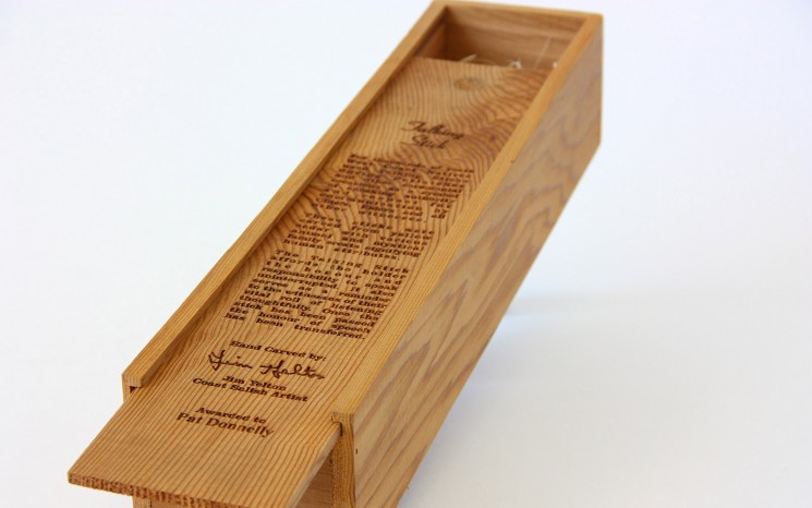 Laser engraved cedar wood award box