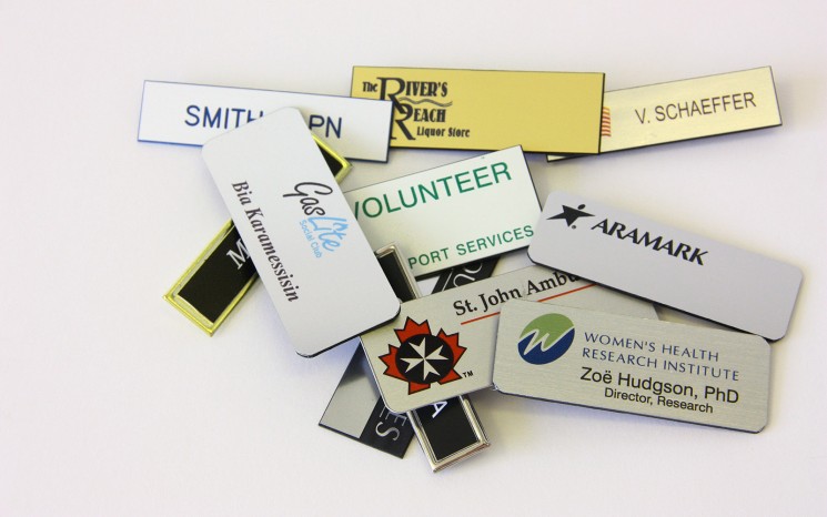 Name tags and parking passes