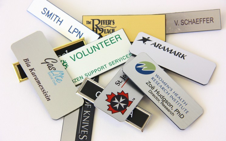 Name tags and parking passes