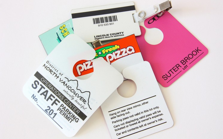 Name tags and parking passes