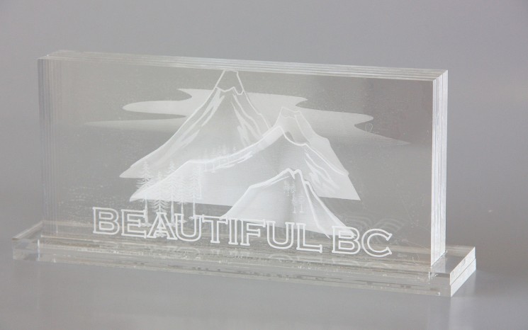 Laser etching on acrylic award