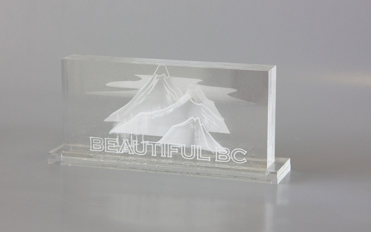 Laser etching on acrylic award