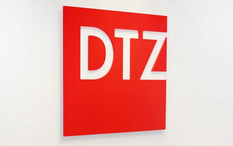 Half inch acrylic reception sign painted corporate red