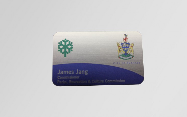 Brushed aluminum engraved name tag