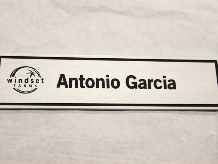 Brushed aluminum engraved nameplate 168