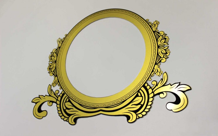 Diecut gold anodized alumamark picture frame with black laser etched graphics