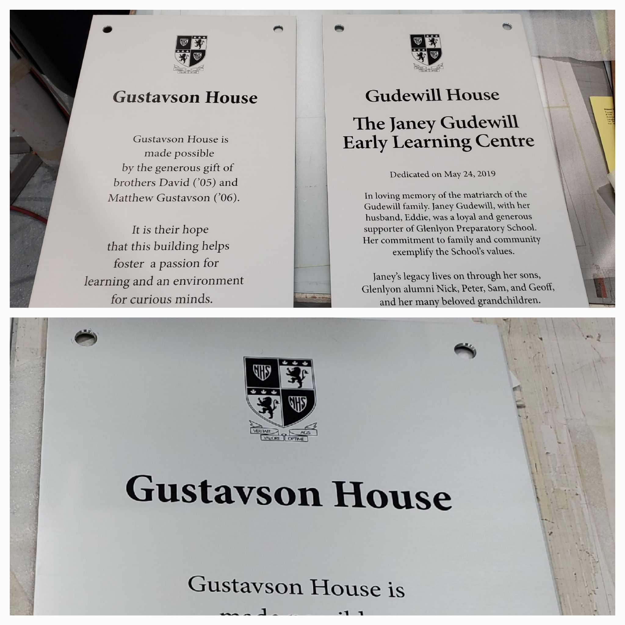 GOOD anodized aluminum plaque UV printed mounted with 4 standoffs
