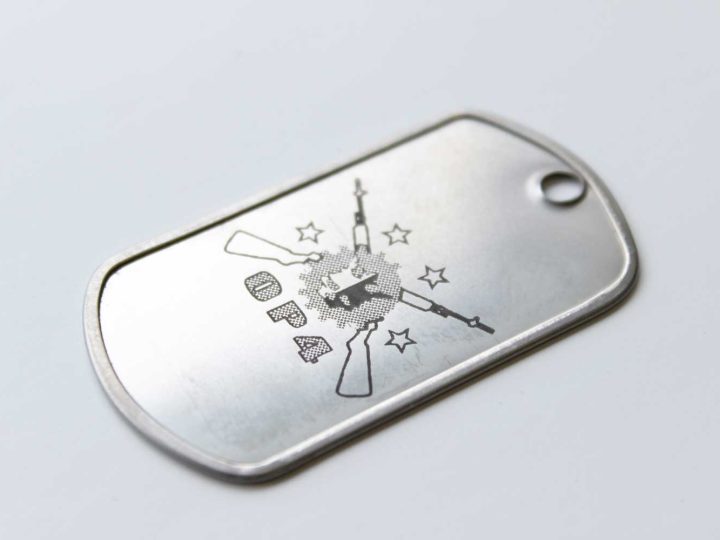 Stainless steel dogtag with laser etched graphics 179