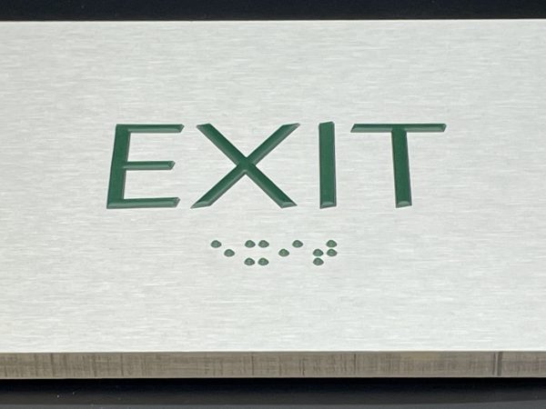 Custom 6mm solid aluminum exit sign with ADA and braille 2