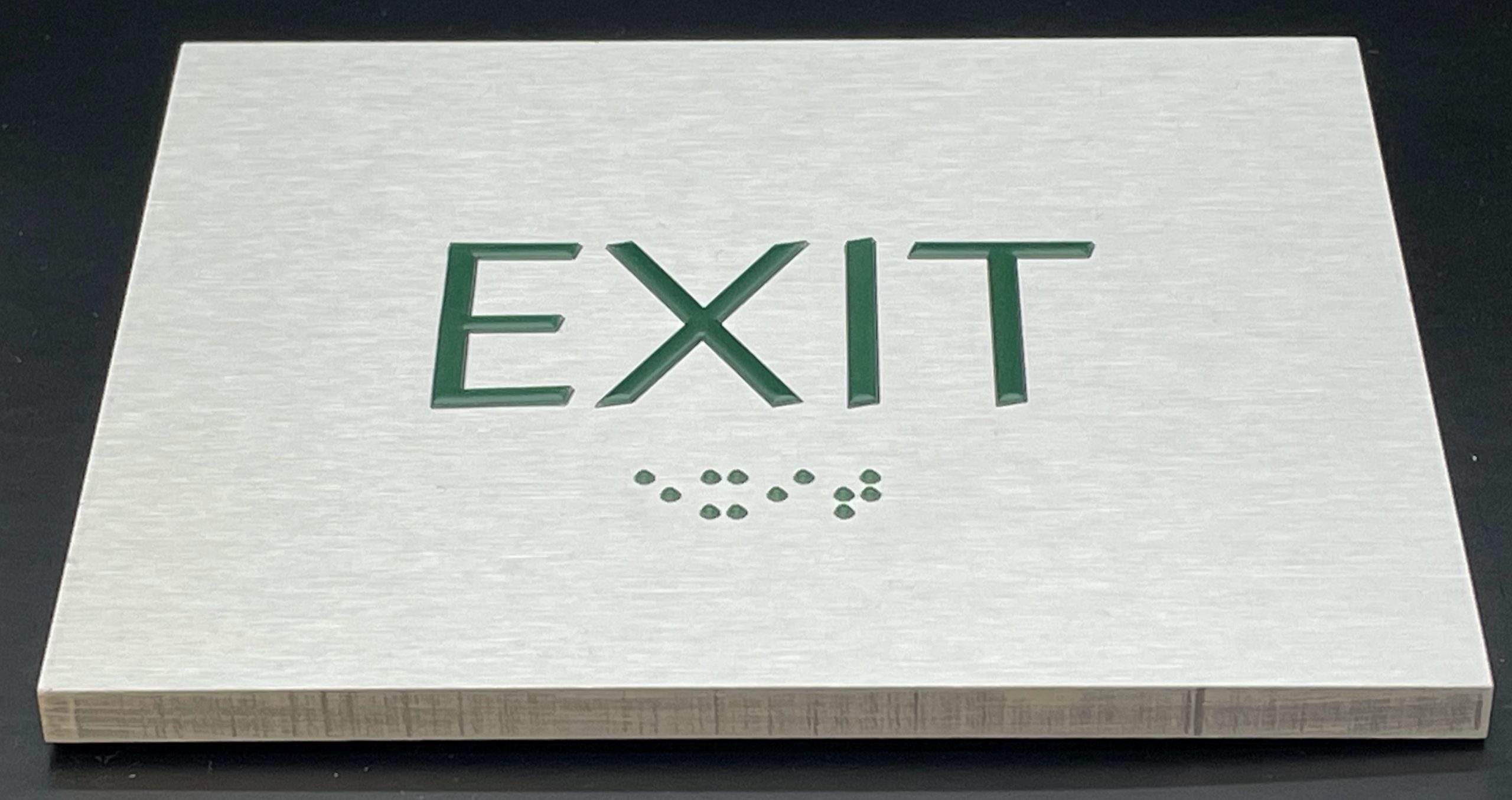 Custom 6mm solid aluminum exit sign with ADA and braille 2